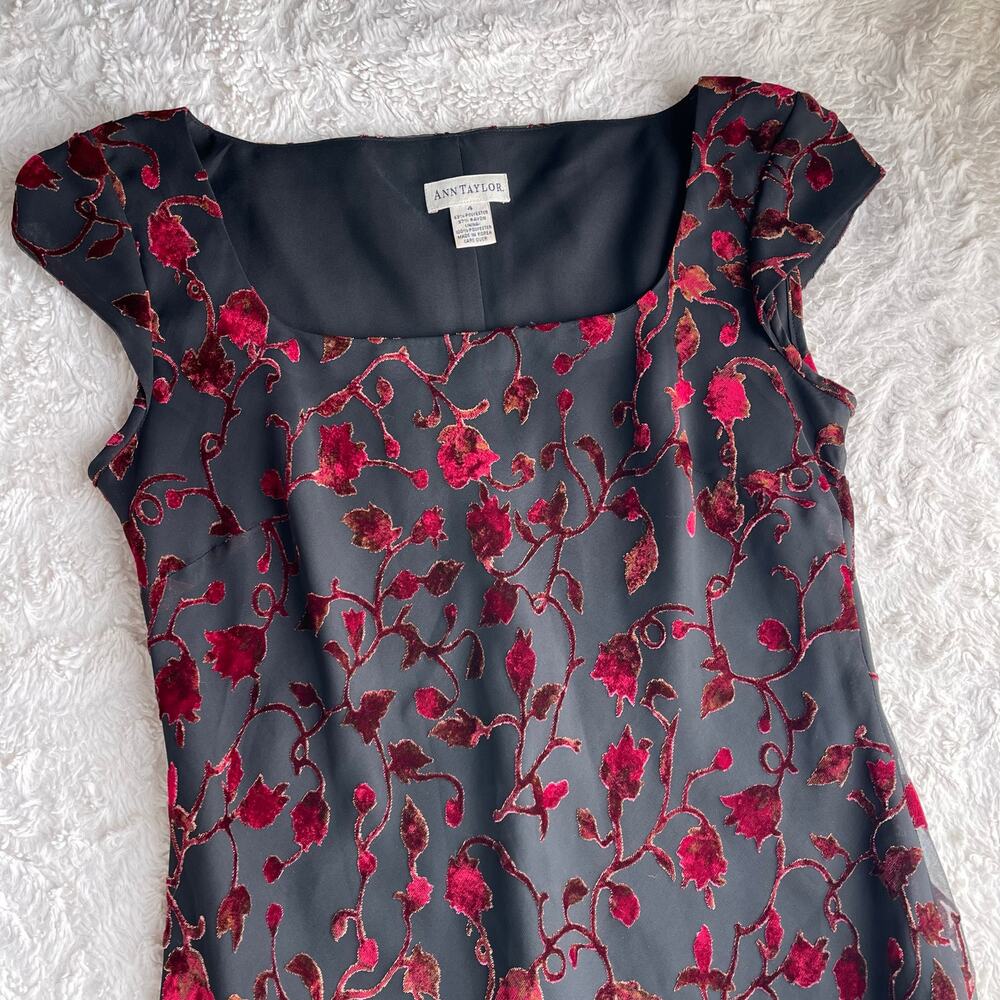 Vintage velvet burnout floral prom‎ formal dress maxi gown Ann Taylor 90s Y2K - Picture 6 of 14